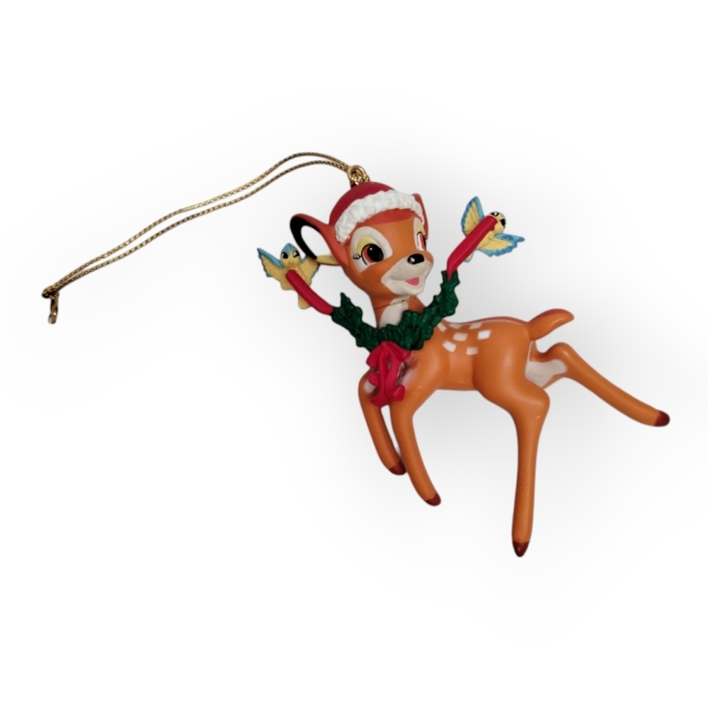 Vintage Grolier Disney Santa Bambi Bird Holly Holiday Tree Ornament - Picture 2 of 3